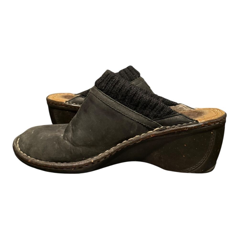 UGG Wedge Clog Shoes Women’s Size 8 Black Suede Shearling Lined Slip On Comfort - Picture 7 of 9